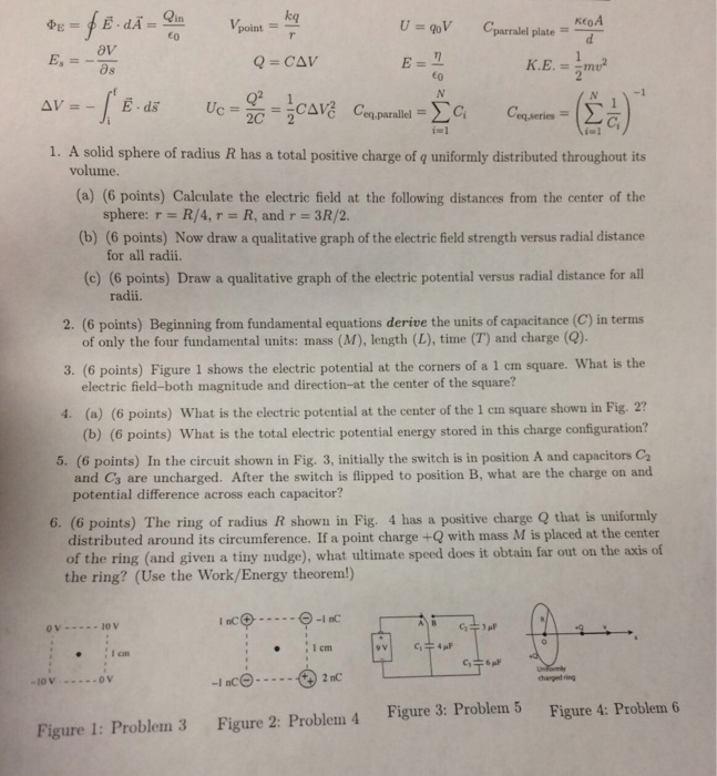 Solved Calculate the electric field at the following | Chegg.com