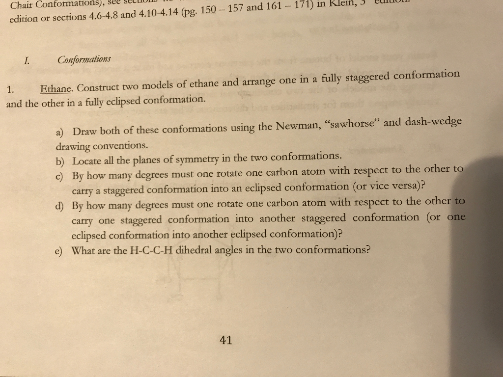 Solved Construct two models of ethane and arrange one in a | Chegg.com