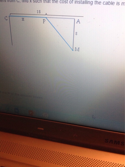 Solved a cable runs along the wall from C to P at a cost of