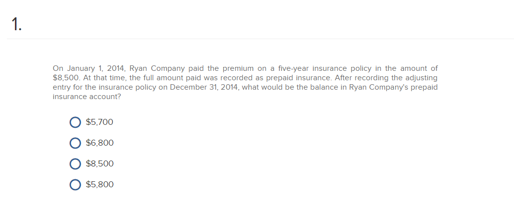 Solved On January 1, 2014, Ryan Company paid the premium on | Chegg.com