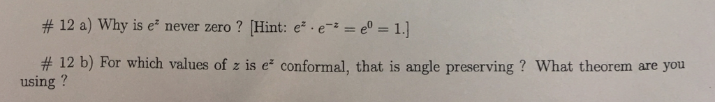 Solved 12 a) Why is ez never zero ? Hint: ez . e--e0-1.] # | Chegg.com