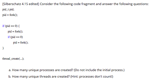 Solved [Silberschatz 4.15 edited] Consider the following | Chegg.com