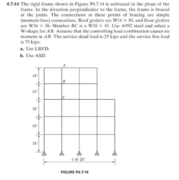 Solved 4.7-14 The rigid frame shown in Figure P4.7-14 is | Chegg.com