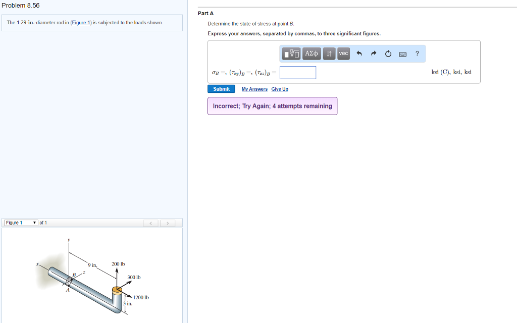 Solved Problem 8.56 The 1.29-in.-diameter rod in (Figure 1) | Chegg.com