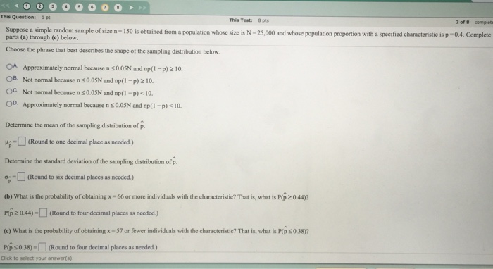 Solved Suppose a simple random sample of size n = 150 is | Chegg.com