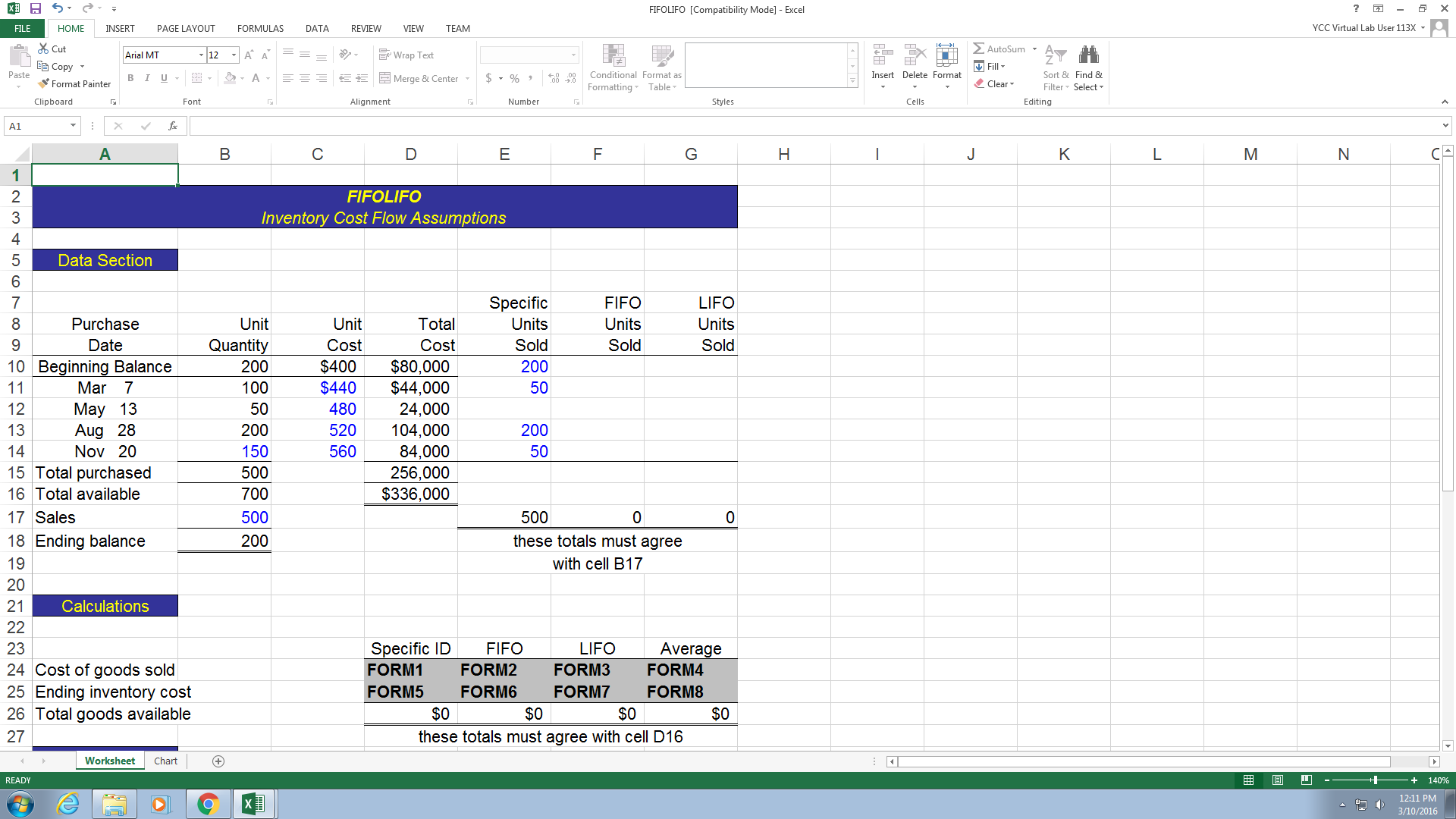 Solved FIFOLIFO [Compatibility Mode] - Excel HOMEINSERT PAGE | Chegg.com