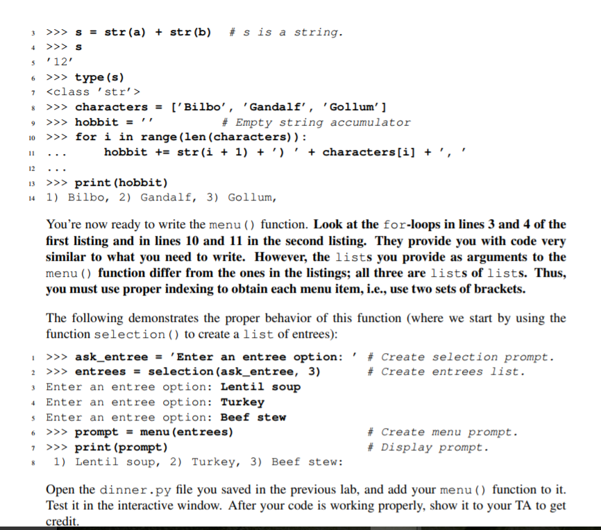Solved Task 1: The menu ) Function (pair task) Before | Chegg.com