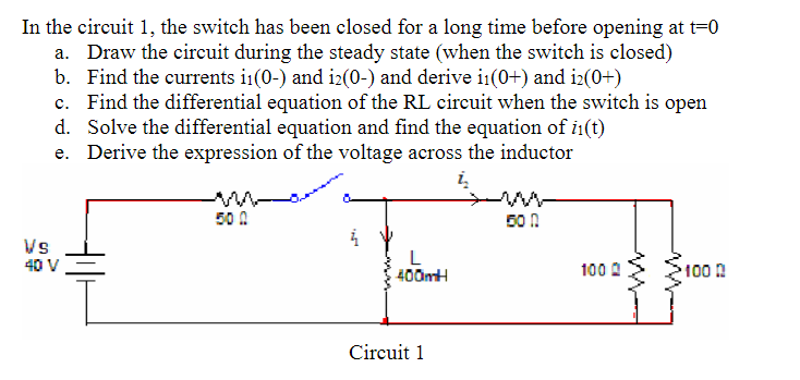 Solved In the circuit 1, the switch has been closed for a | Chegg.com
