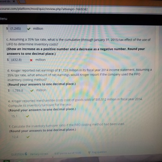 Solved QUESTION 5 Partially correct 16.67 points out of | Chegg.com