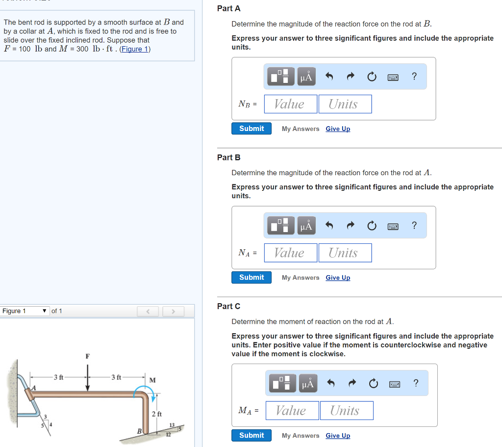 Solved The bent rod is supported by a smooth surface at B | Chegg.com