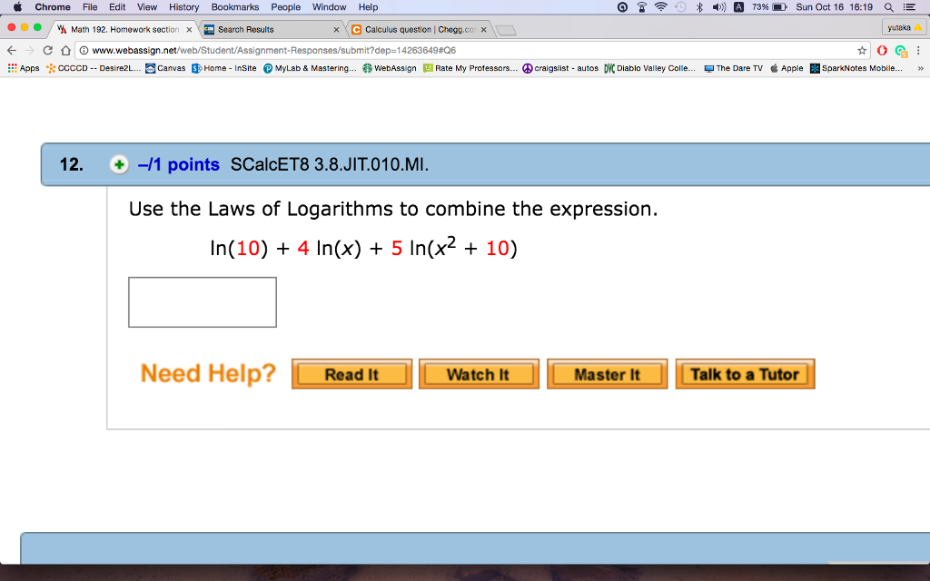 solved-use-the-laws-of-logarithms-to-combine-the-expression-chegg