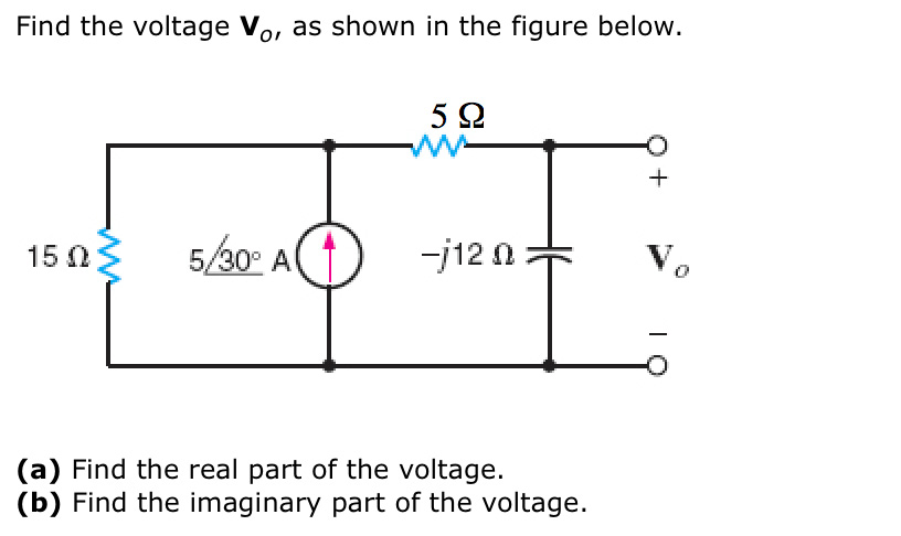 Solved Find the voltage V0, as shown ?n the figure below. | Chegg.com
