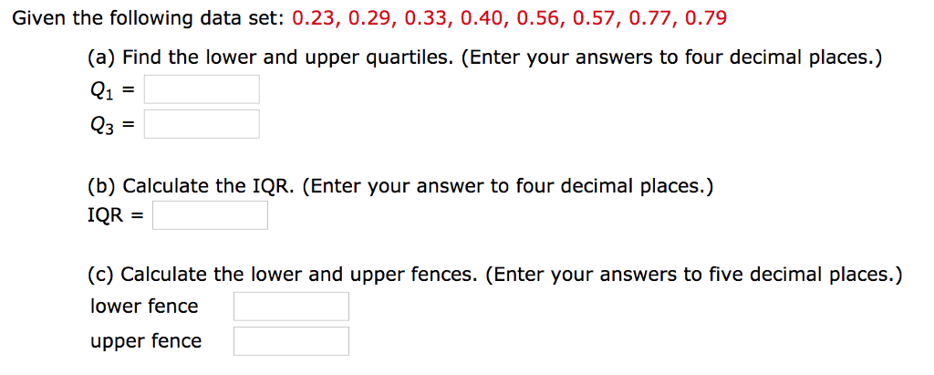 Solved Given the following data set: 0.23, 0.29, 0.33, 0.40, | Chegg.com