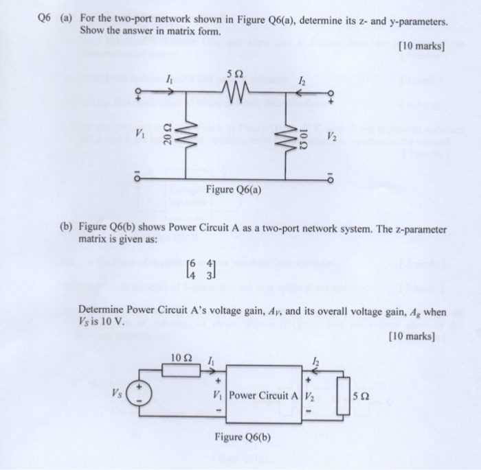 Solved For The Two-port Network Shown In Figure Q6(a), | Chegg.com