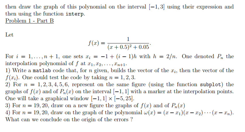 Solved Problem 1 - Part A Let xı,...,xn be n distinct real | Chegg.com