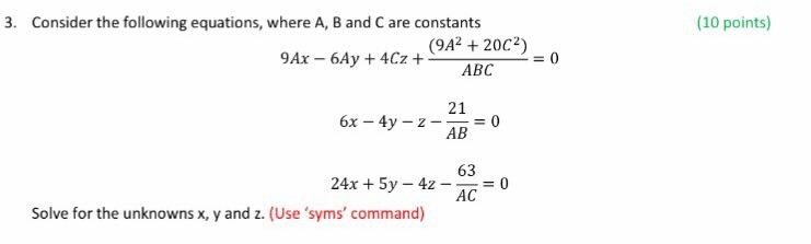 Solved 3. Consider The Following Equations, Where A, B And C | Chegg.com