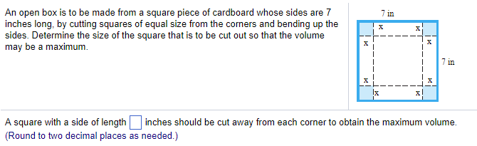 Solved An open box is to be made from a square piece of | Chegg.com