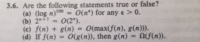 Solved Are the following statements true or false? (log | Chegg.com