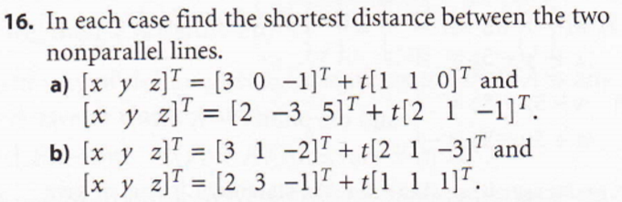Solved In each case find the shortest distance between the | Chegg.com