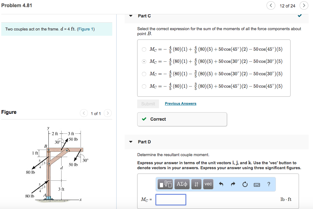 Solved Problem 4.81 12 Of 24> Two Couples Act On The Frame. 