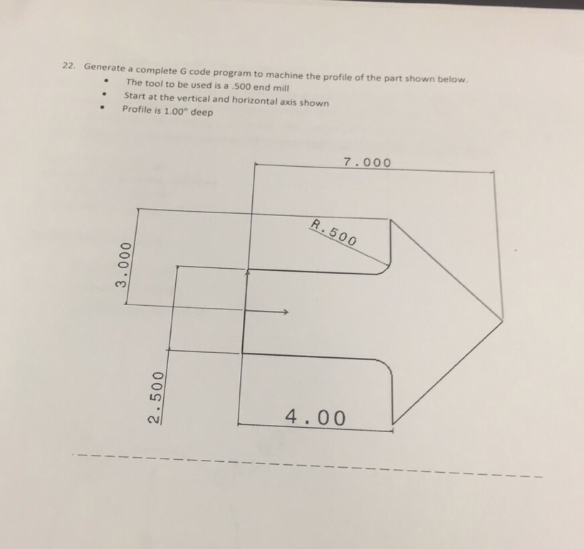 Solved Generate a complete G code program to machine the | Chegg.com
