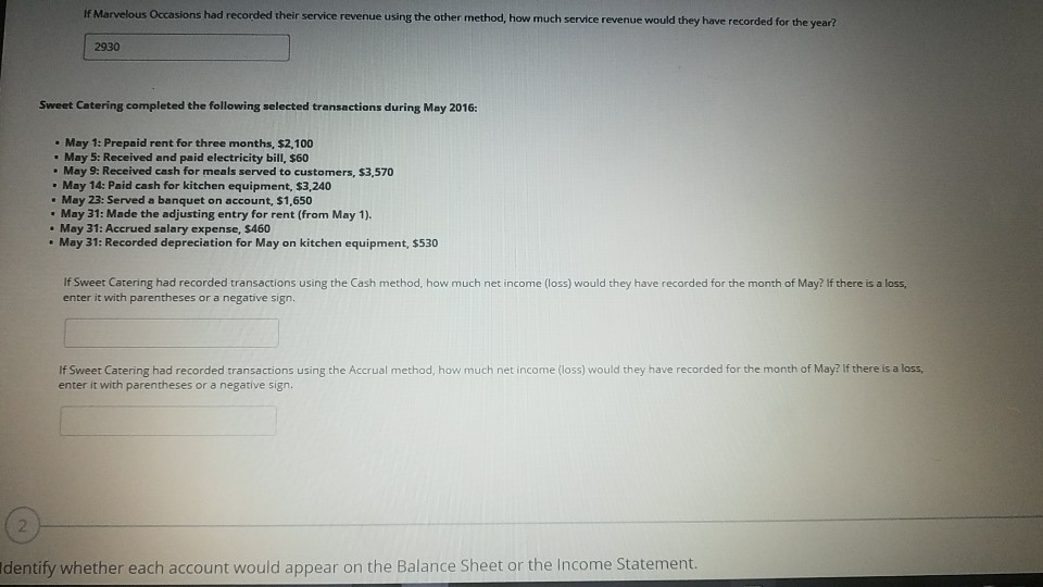 Solved if Marvelous Occasions had recorded their service