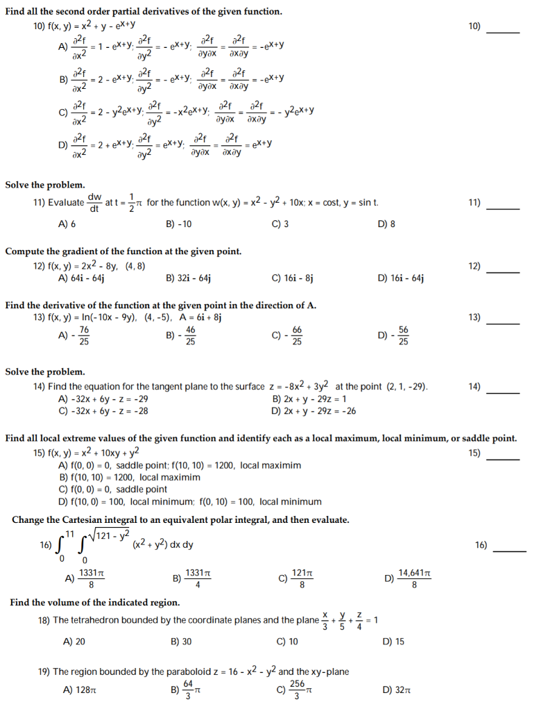 Solved Find all the second order partial derivatives of the | Chegg.com