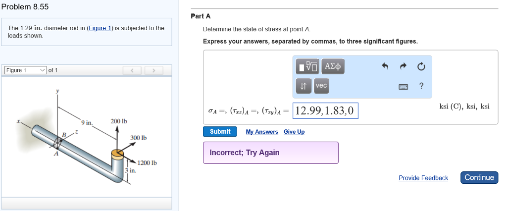 Solved Problem 8.55 Part A The 1.29-in.-diameter rod in | Chegg.com