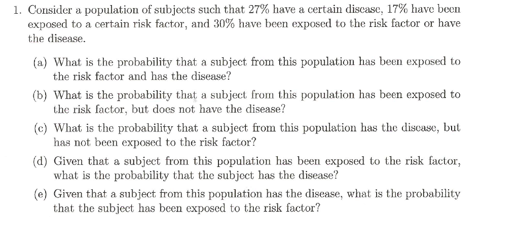 Solved 1. Consider A Population Of Subjects Such That 27% | Chegg.com