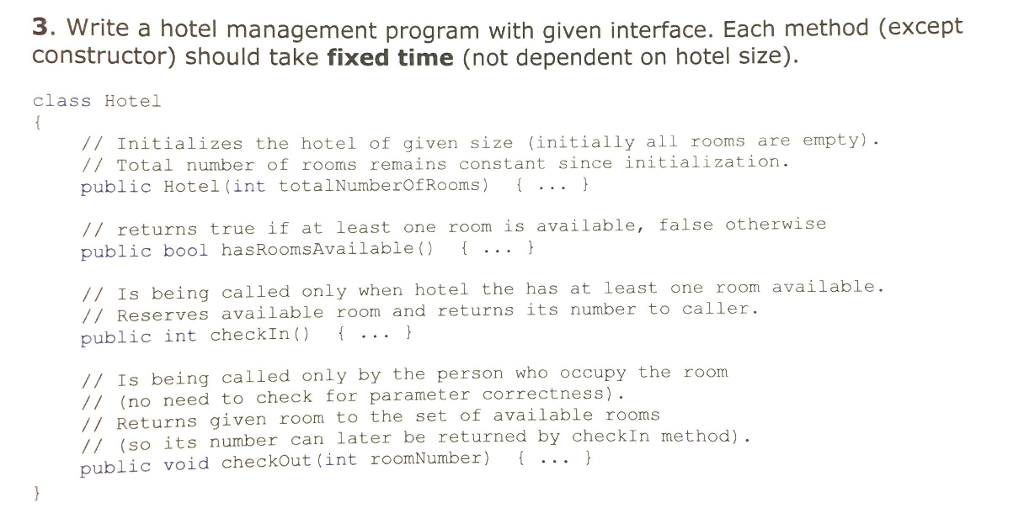 Solved 3. Write a hotel management program with given | Chegg.com