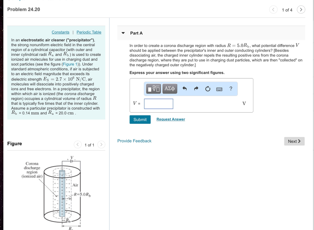 Solved Problem 24.20 1 of 4 > Part A In an electrostatic air | Chegg.com