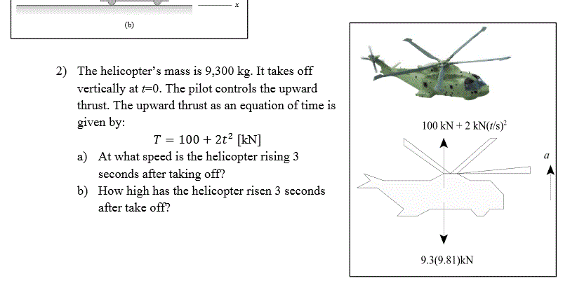 2) The helicopter's mass is 9,300 kg. It takes off | Chegg.com