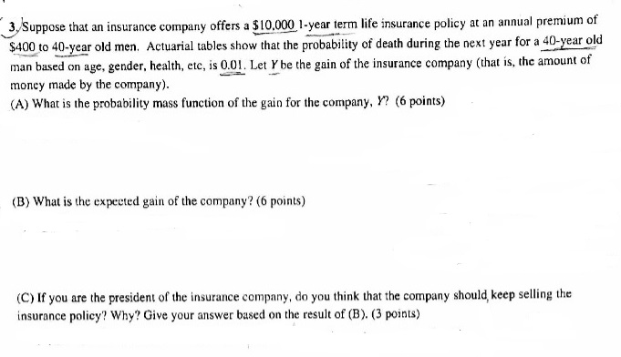 Solved 3 Suppose That An Insurance Company Offers A 10 000 Chegg Solved 3 Suppose That An Insurance Company Offers A 10 000 Chegg