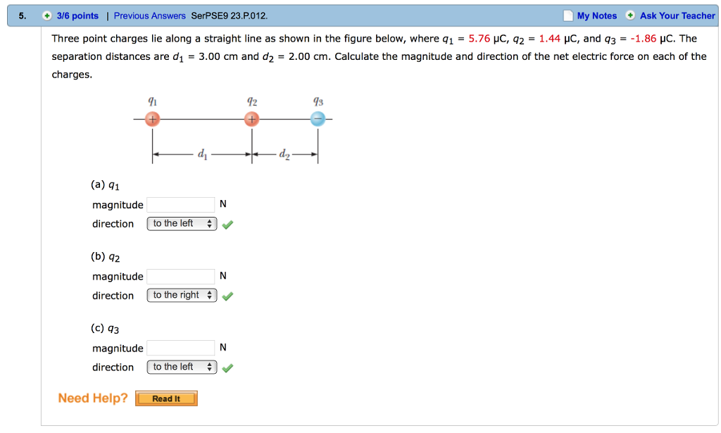 Solved Three Point Charges Lie Along A Straight Line As | Chegg.com