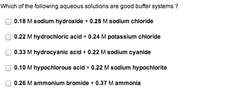 Which Of The Following Aqueous Solutions Are Good Chegg Com