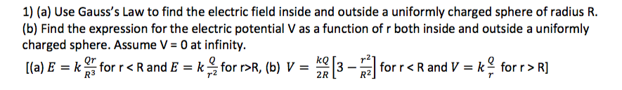 Solved (a) Use Gauss's Law to find the electric field inside | Chegg.com