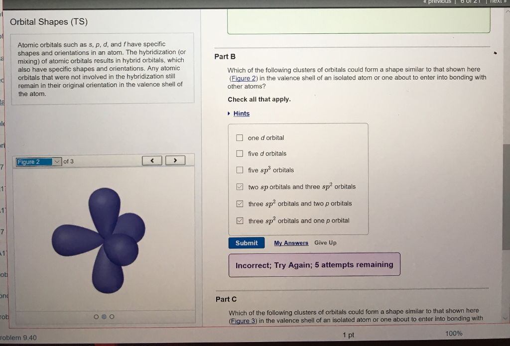 Solved & previous Orbital Shapes (TS) Atomic orbitals such | Chegg.com