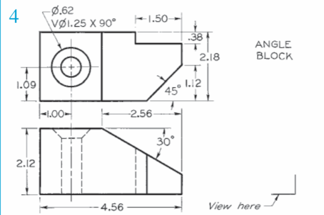 Solved 4 .62 V1.25 X 90 -1.50 .38 ANGLE BLOCK 2.18 1.09 o | Chegg.com