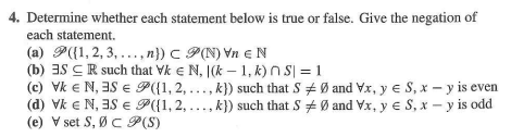 Solved 4. Determine whether each statement below is true or | Chegg.com