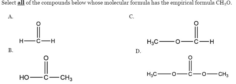 Solved Select all of the compounds below whose molecular | Chegg.com