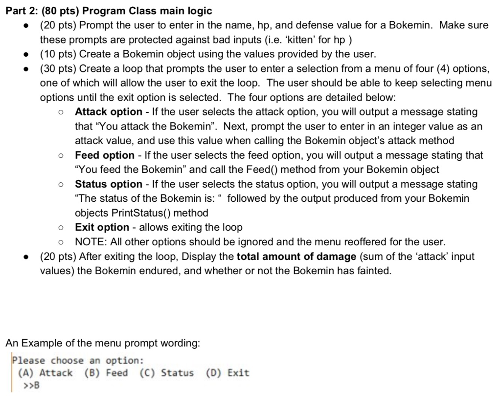 Solved Program Description You are going to create a program | Chegg.com
