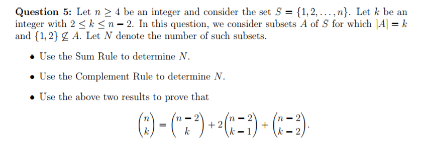 Solved Question 5: Let n 2 4 be an integer and consider the | Chegg.com