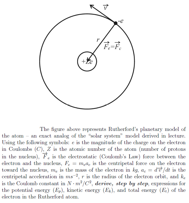 Planetary Model By Rutherford Ritism Solved The figure above represents Rutherford's planetary | Chegg.com