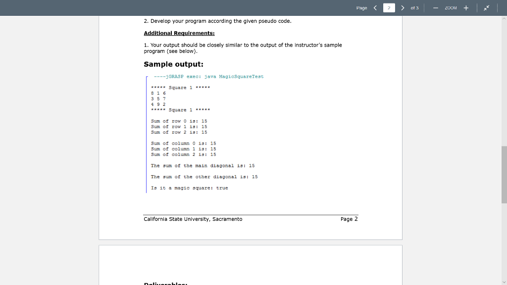 Solved Page ot :3 2OOM Test your work with the following | Chegg.com