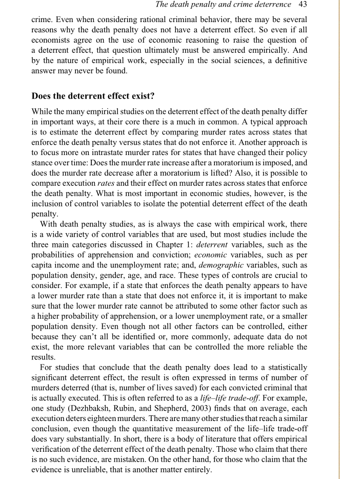 The death penalty and crime deterrence 43 crime. Even