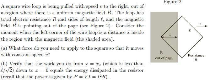 Solved Figure 2 A square wire loop is being pulled with | Chegg.com