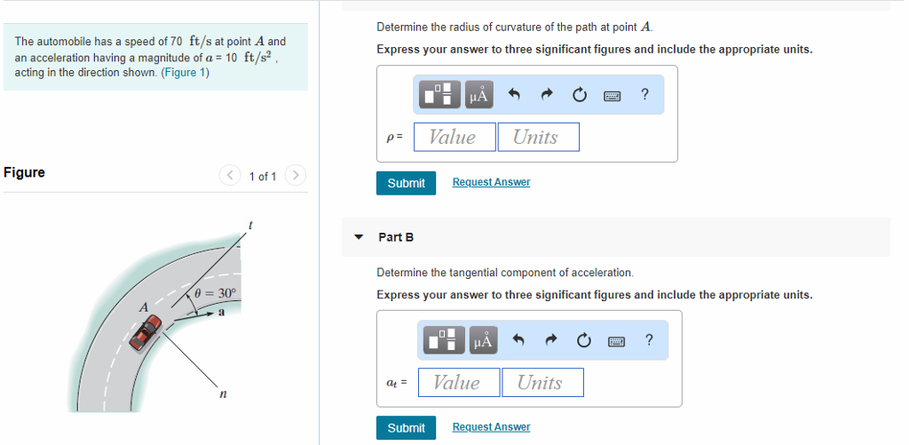 Solved Determine the radius of curvature of the path at | Chegg.com