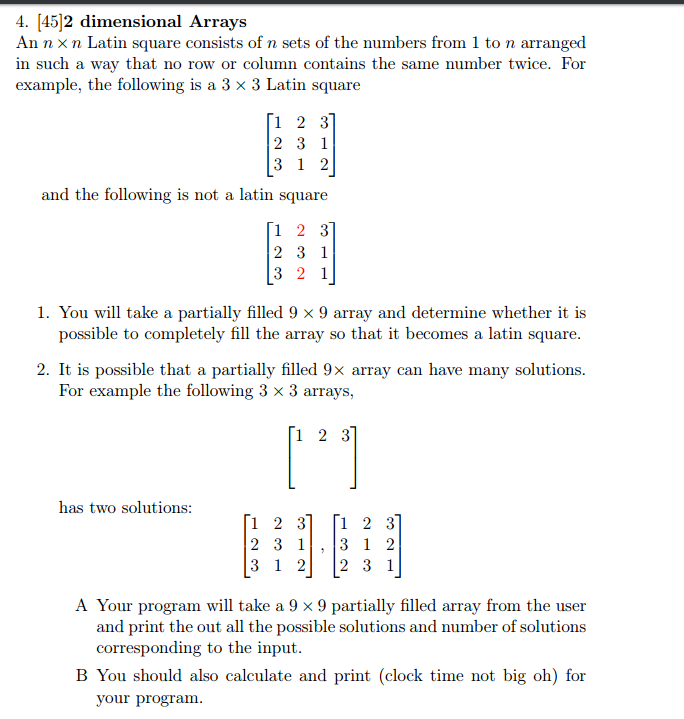 Solved An n times n Latin square consists of n sets of the | Chegg.com