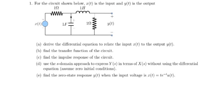 Solved For the circuit shown below, x(t) is the input and | Chegg.com