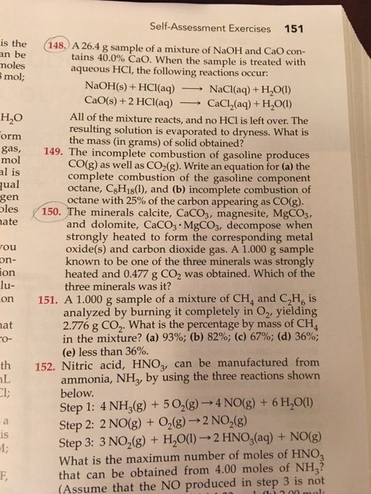 Solved A G Sample Of A Mixture Of Naoh And Cao Contains Chegg Com